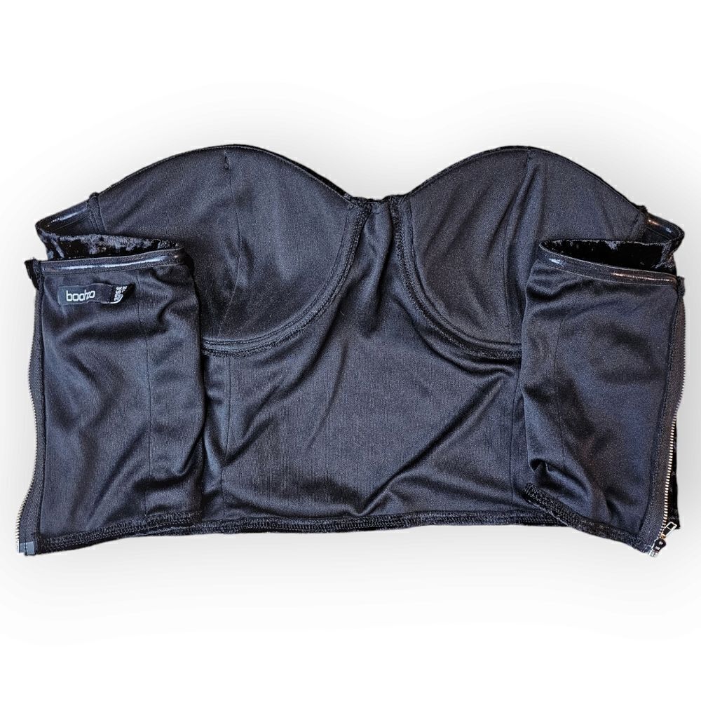 πΌ4/$30 BoohooβCrushed Velvet Crop Top | Bustier Strapless | Size 16 - Picture 6 of 9
